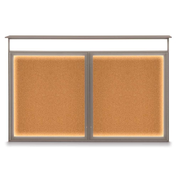 United Visual Products 96"x48" 2-Door Enclosed Outdoor Letterboard, Burgundy/Satin UV1161DDD9648PLUS-SATIN-BURGUN - main